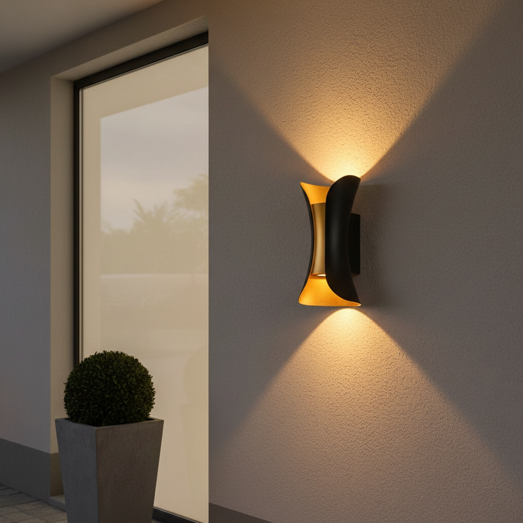 Modern Waterproof Curved LED Wall Sconce Light with Dual-Directional Projection | For Stylish Outdoor Spaces