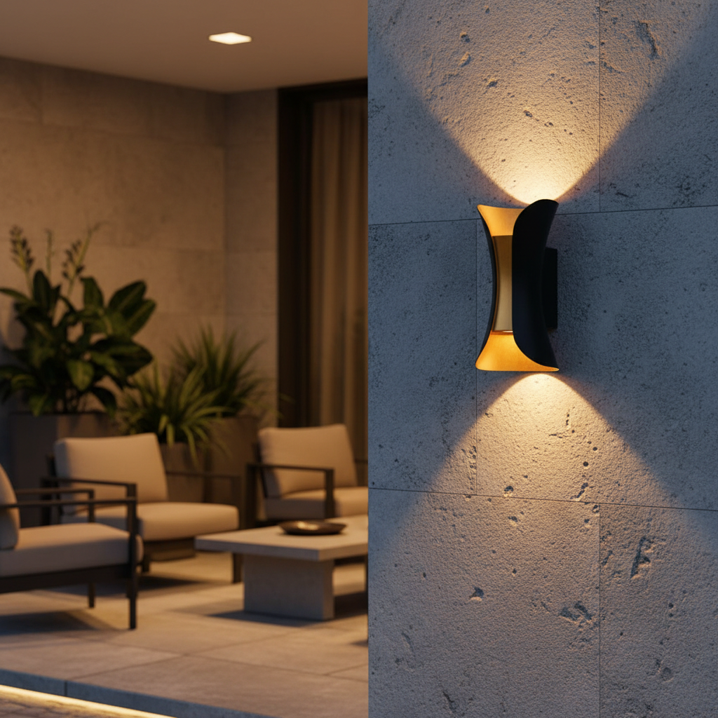 Modern Waterproof Curved LED Wall Sconce Light with Dual-Directional Projection | For Stylish Outdoor Spaces