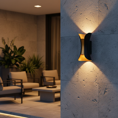 Modern Waterproof Curved LED Wall Sconce Light with Dual-Directional Projection | For Stylish Outdoor Spaces
