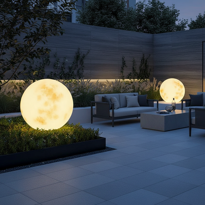 Lunar Glow | Moon-Shaped Garden Lamp with USB Rechargeable LED | Elegant Outdoor Lights for Enchanting Ambience