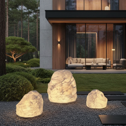 Natural Stone Solar Lights Outdoor | Durable Garden Lighting with LED | Weather-Resistant Design for Pathway Illumination