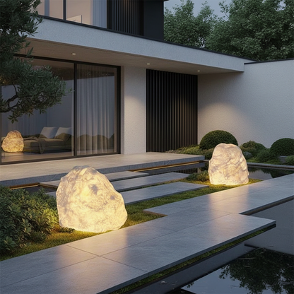 Natural Stone Solar Lights Outdoor | Durable Garden Lighting with LED | Weather-Resistant Design for Pathway Illumination