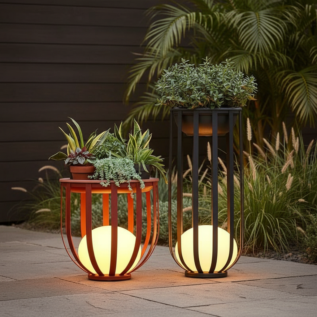 Solar Garden Lights | Outdoor Flower Pot Lamp with Adjustable Brightness | Elegant Illumination for Patios and Gardens