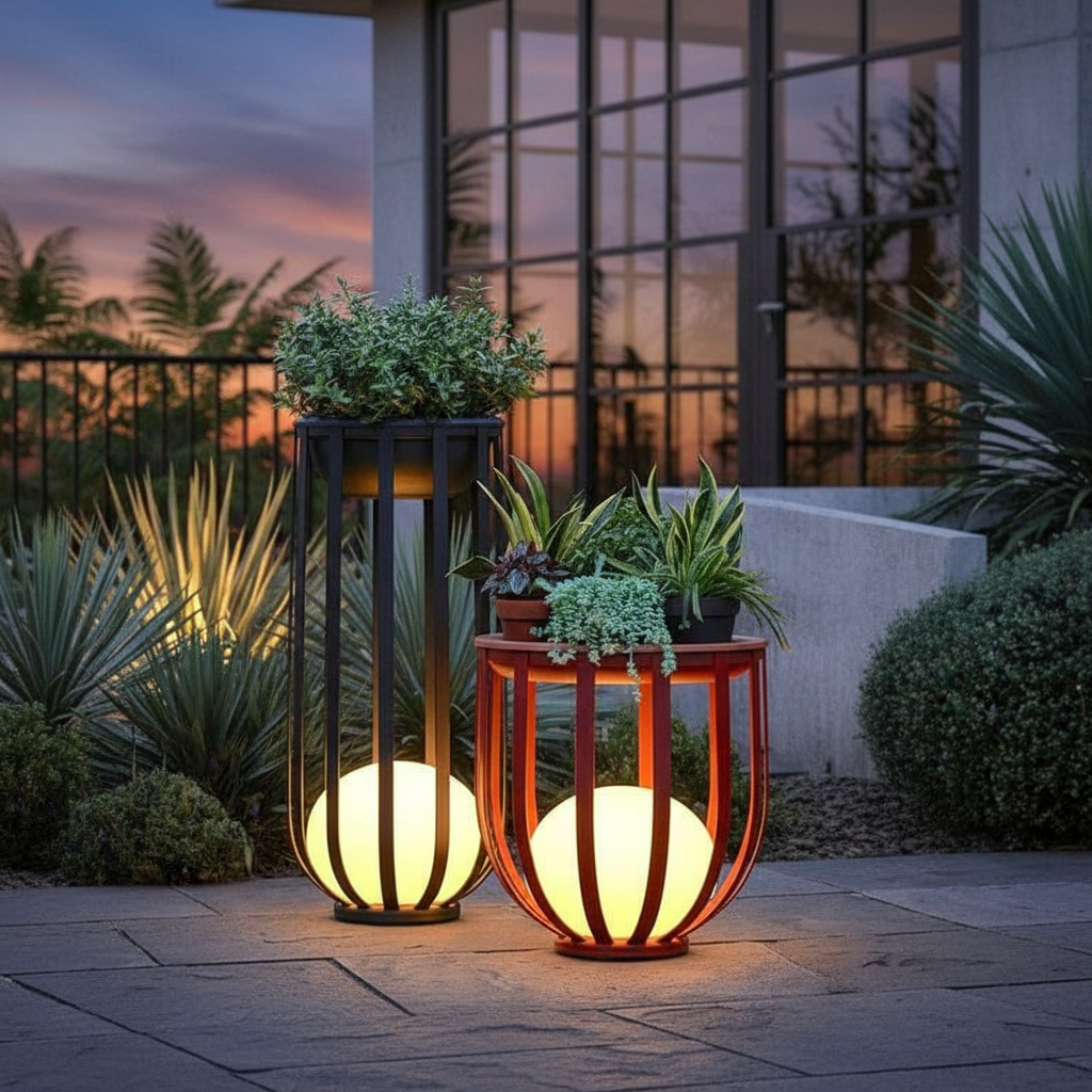 Solar Garden Lights | Outdoor Flower Pot Lamp with Adjustable Brightness | Elegant Illumination for Patios and Gardens