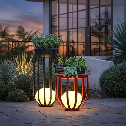 Solar Garden Lights | Outdoor Flower Pot Lamp with Adjustable Brightness | Elegant Illumination for Patios and Gardens