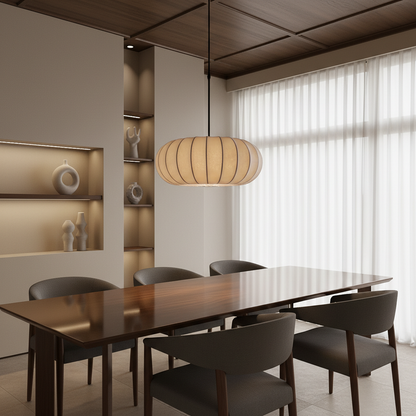 Verona Collection | Kitchen Pendant Lighting with Handcrafted Silk Shade | Adjustable Height for Modern Elegance