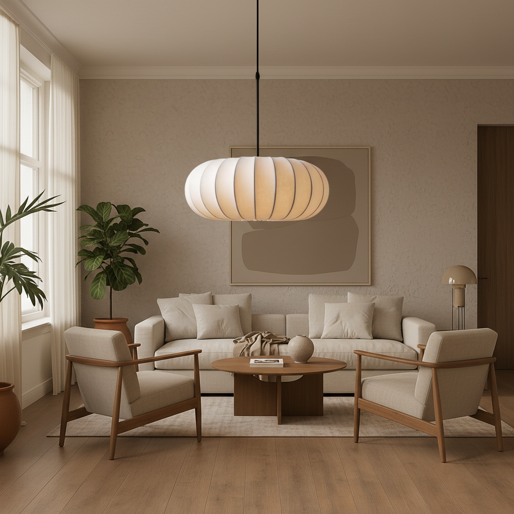 Verona Collection | Kitchen Pendant Lighting with Handcrafted Silk Shade | Adjustable Height for Modern Elegance