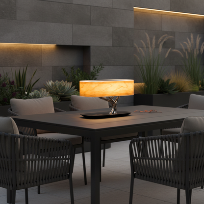 Modern Aesthetic | Table Lamp with Wireless Charging & Bluetooth Speakers | Stylish Home Decor for Convenience and Sound