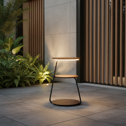 Signature Side Table with Wireless Charger & Ambient Lighting | Modern Design for Small Spaces