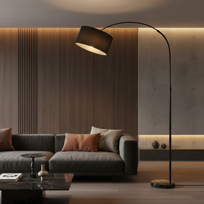 Elegant Arc Floor Lamp with Adjustable Height & Marble Base | Modern Lighting for Living Rooms