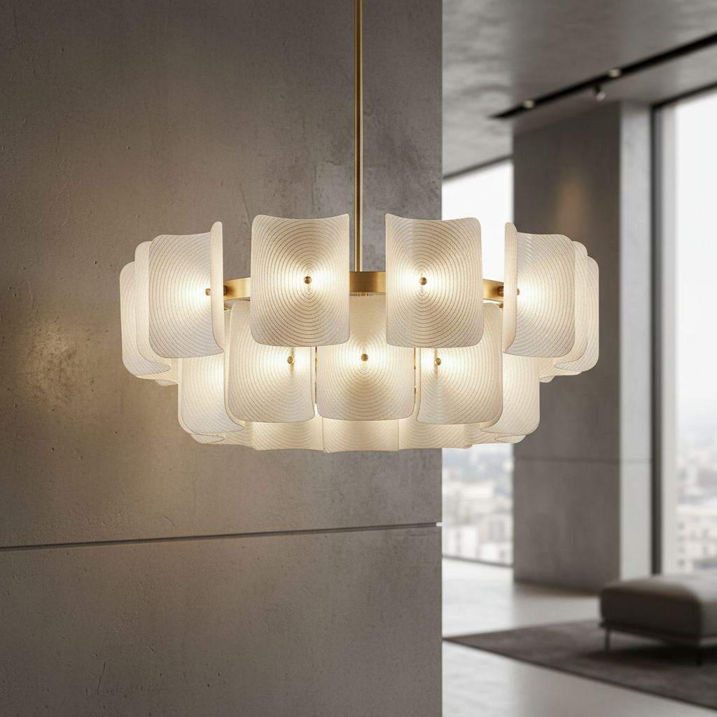 Laurette Collection | Gold Chandelier with Dimmable Lighting | Modern Fixture for Elegant Ambient Illumination