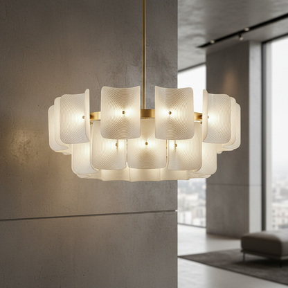 Laurette Collection | Gold Chandelier with Dimmable Lighting | Modern Fixture for Elegant Ambient Illumination
