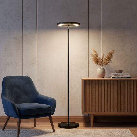 Modern Minimalist | Black Floor Lamp with Adjustable Dimming & RGB Lighting | Sleek Design for Versatile Living Room Illumination