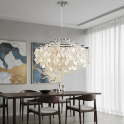 Celeste Collection | Modern Chandelier Light with Unique Shell Design | Elegant Fixture for Dining Room and Home Decor