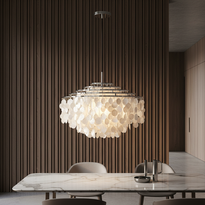 Celeste Collection | Modern Chandelier Light with Unique Shell Design | Elegant Fixture for Dining Room and Home Decor