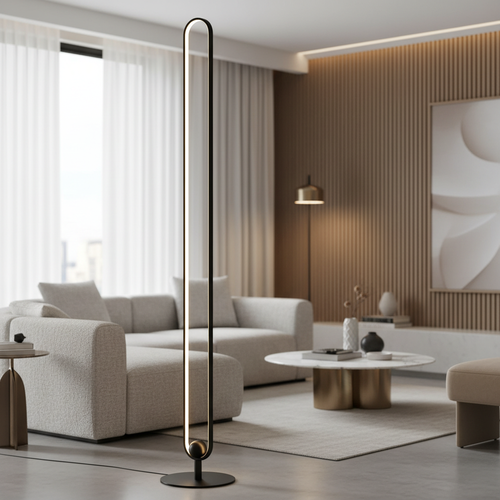 Sculptural LED Floor Lamp | Modern Minimalist Design with Soft Lighting | Stylish Black or Gold Floor Lamps for Living Room