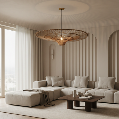 Kairo Collection | Rattan Chandelier Light with Adjustable Height | Elegant Home Decor for Stunning Illumination