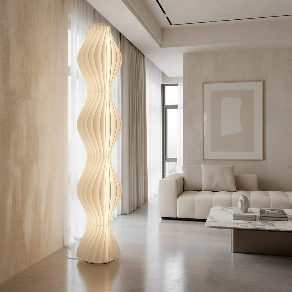 Coastal Elegance | Modern Floor Lamp with Dimmable LED Lighting | Unique Wavy Design for Warm Ambiance