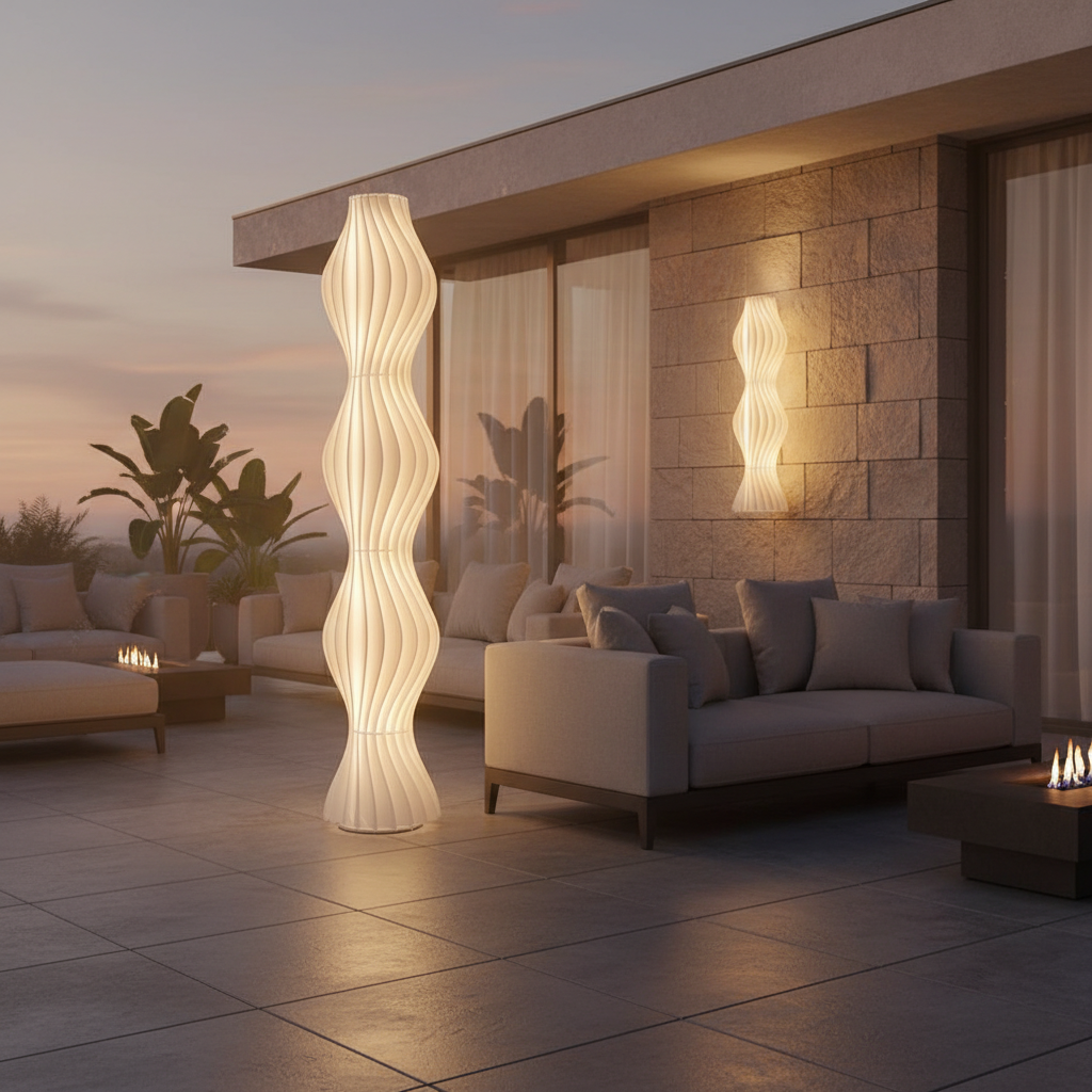 Coastal Elegance | Modern Floor Lamp with Dimmable LED Lighting | Unique Wavy Design for Warm Ambiance