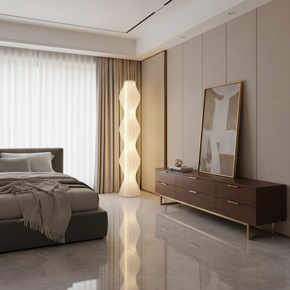 Coastal Elegance | Modern Floor Lamp with Dimmable LED Lighting | Unique Wavy Design for Warm Ambiance