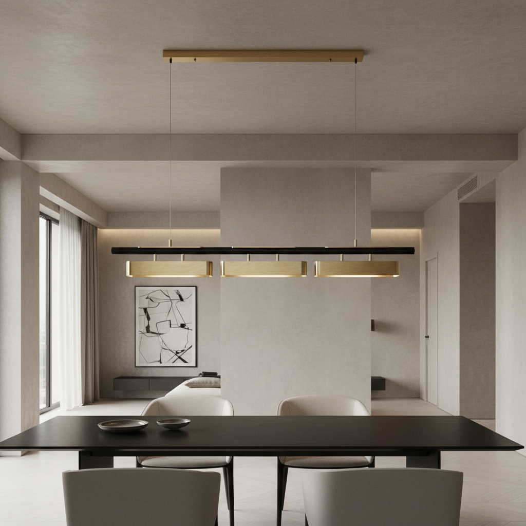 Modern Chandeliers | Black and Gold Chandelier with Adjustable Size | Elegant Lighting for Dining Room Ambiance