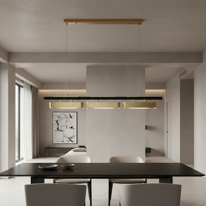 Modern Chandeliers | Black and Gold Chandelier with Adjustable Size | Elegant Lighting for Dining Room Ambiance