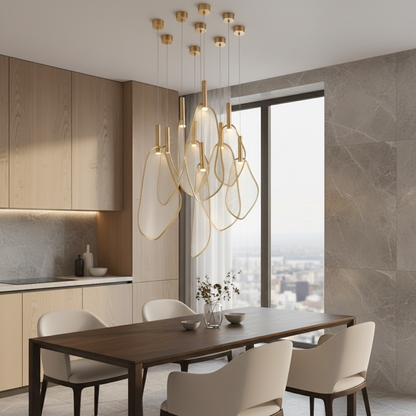 Elegant Pendant Light | Gold Fan-Shaped Design with Ample Illumination | Stylish Kitchen Pendant Lighting for Any Space