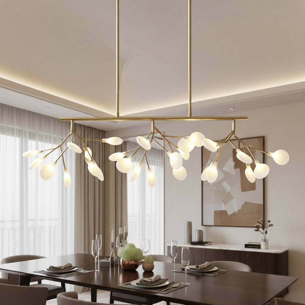 Nature's Glow | Modern Chandelier Light with Organic Design | Elegant Illumination for Dining Room