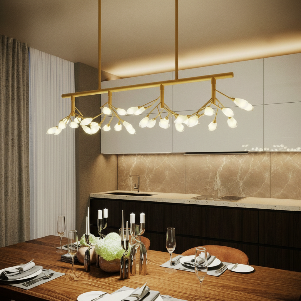 Nature's Glow | Modern Chandelier Light with Organic Design | Elegant Illumination for Dining Room
