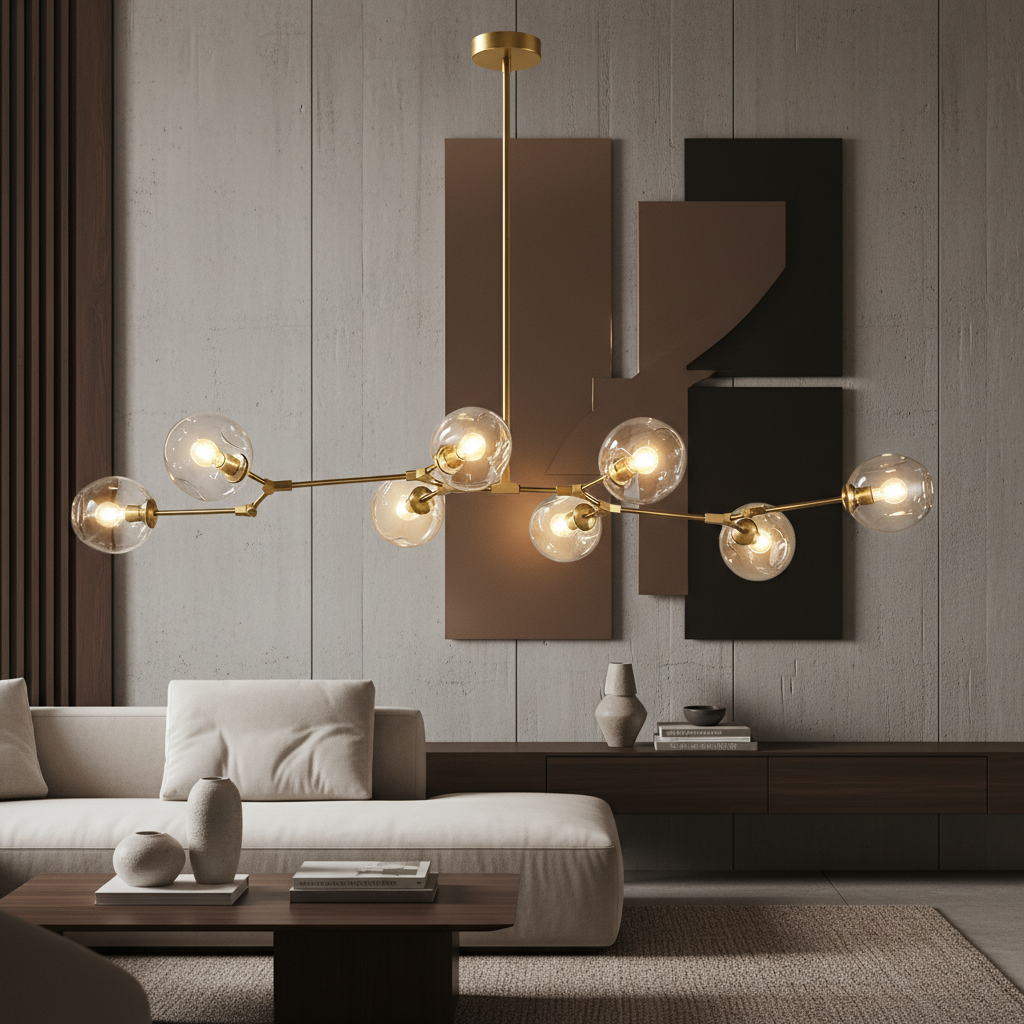 Modern Chandelier Light | Floating Circular Design with Adjustable Height | Stylish Fixture for Dining Room Elegance
