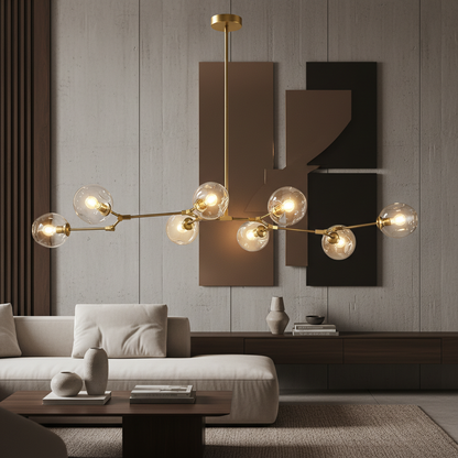 Modern Chandelier Light | Floating Circular Design with Adjustable Height | Stylish Fixture for Dining Room Elegance
