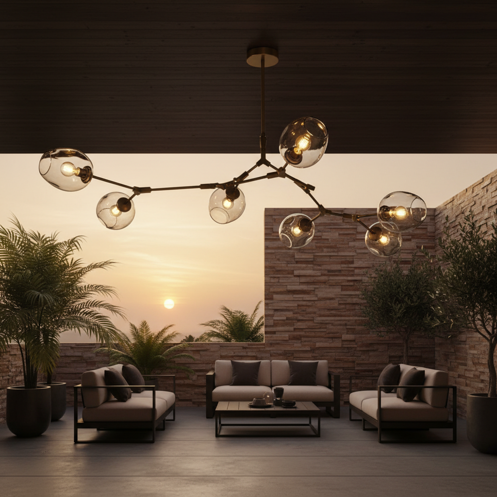 Modern Chandelier Light | Floating Circular Design with Adjustable Height | Stylish Fixture for Dining Room Elegance