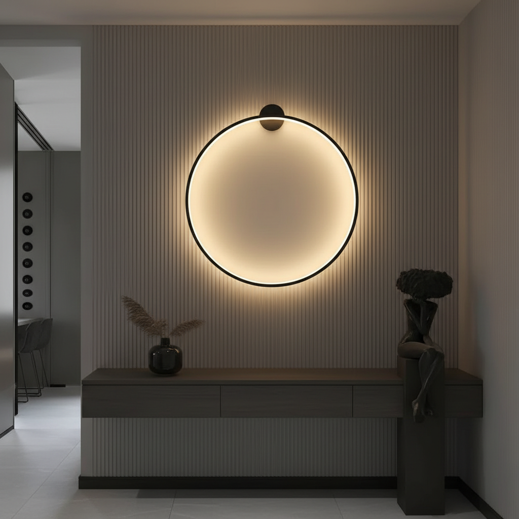 Sculpted Ring Wall Sconce Lighting with Integrated LED Strips | Modern Design for Elegant Ambiance