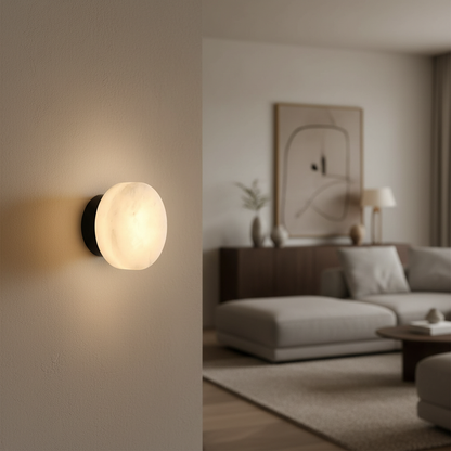 Elegant Marble Wall Sconce Lighting with Soft LED Glow | Modern Design for Cozy Living Spaces
