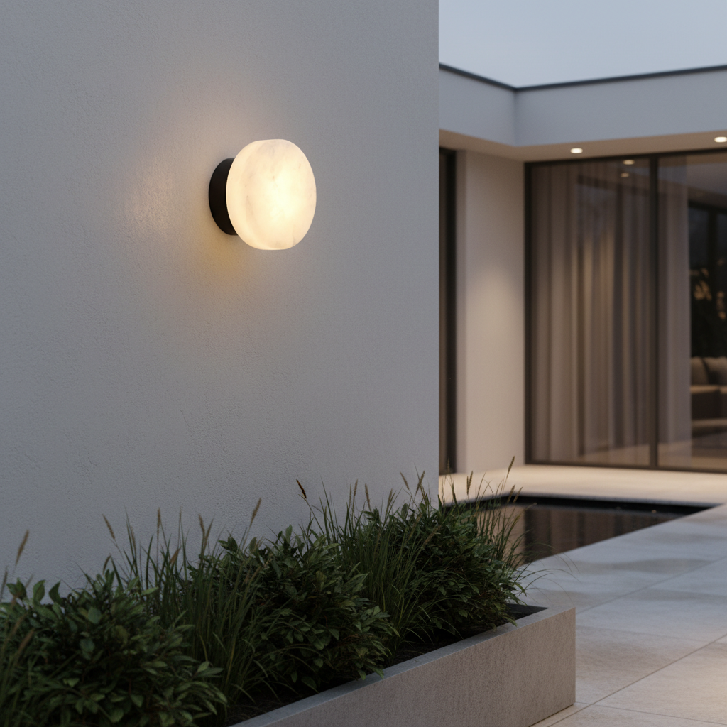 Elegant Marble Wall Sconce Lighting with Soft LED Glow | Modern Design for Cozy Living Spaces