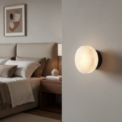 Elegant Marble Wall Sconce Lighting with Soft LED Glow | Modern Design for Cozy Living Spaces