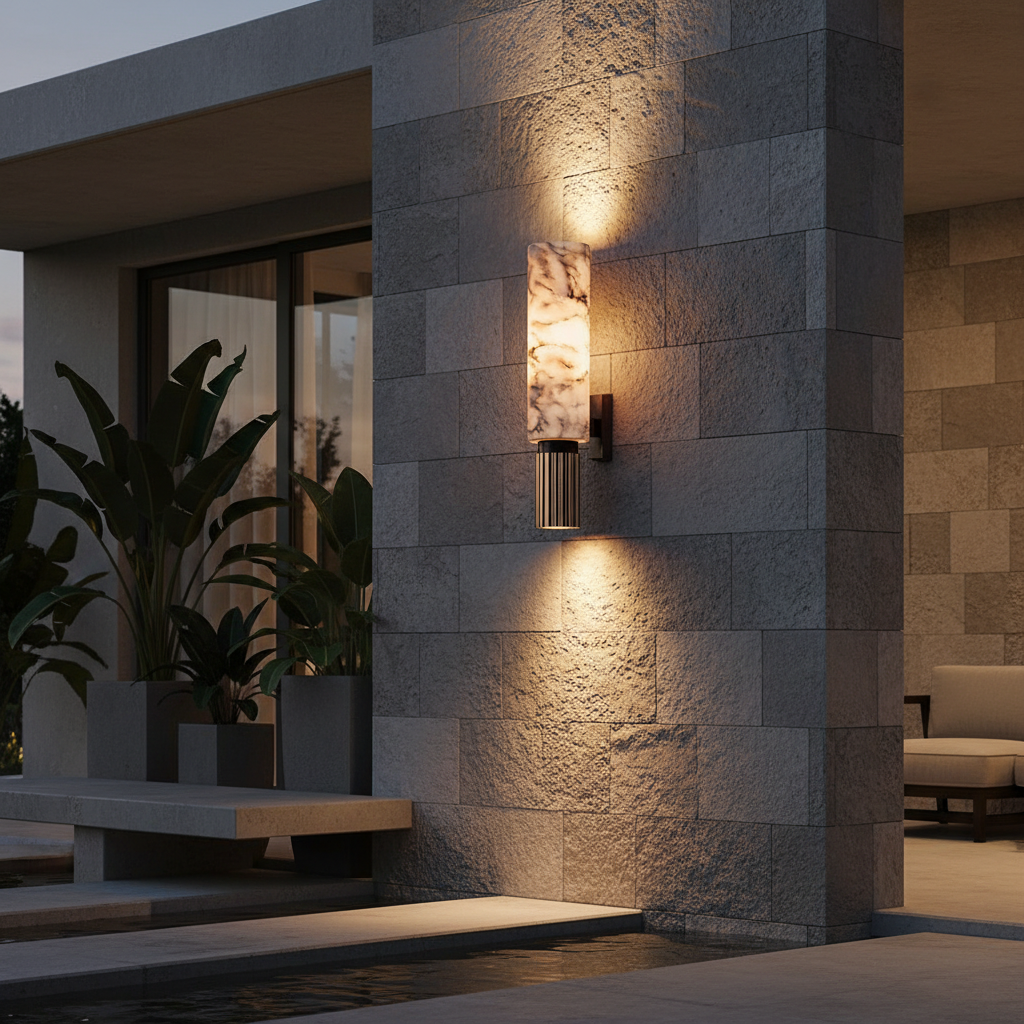 Copper Stone Wall Sconce Lighting with LED Illumination | Modern Design for Cozy Interiors