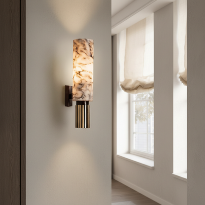 Copper Stone Wall Sconce Lighting with LED Illumination | Modern Design for Cozy Interiors