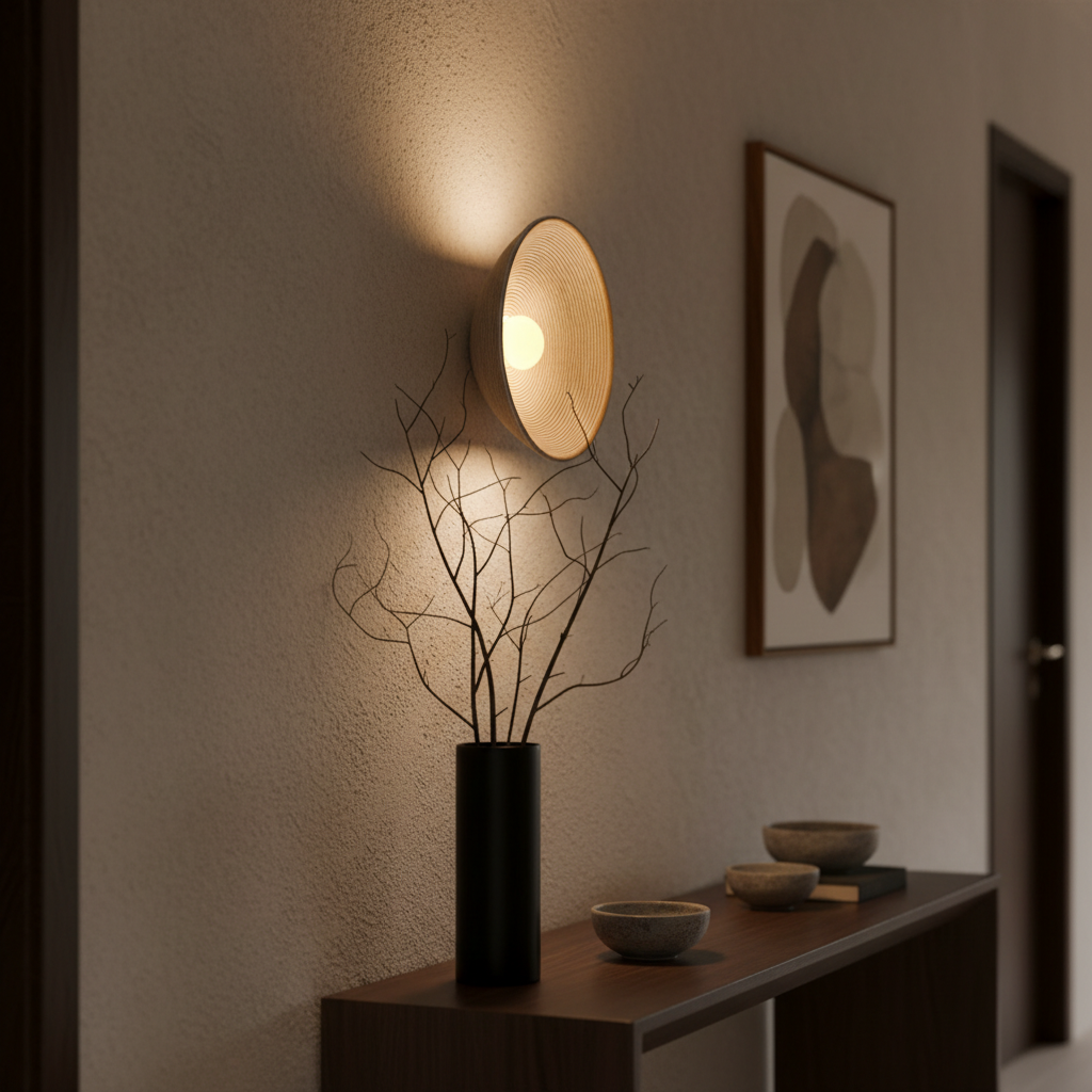 Japanese Wooden Wall Sconce Lighting with Soft LED Illumination | Minimalist Design for Cozy Modern Interiors