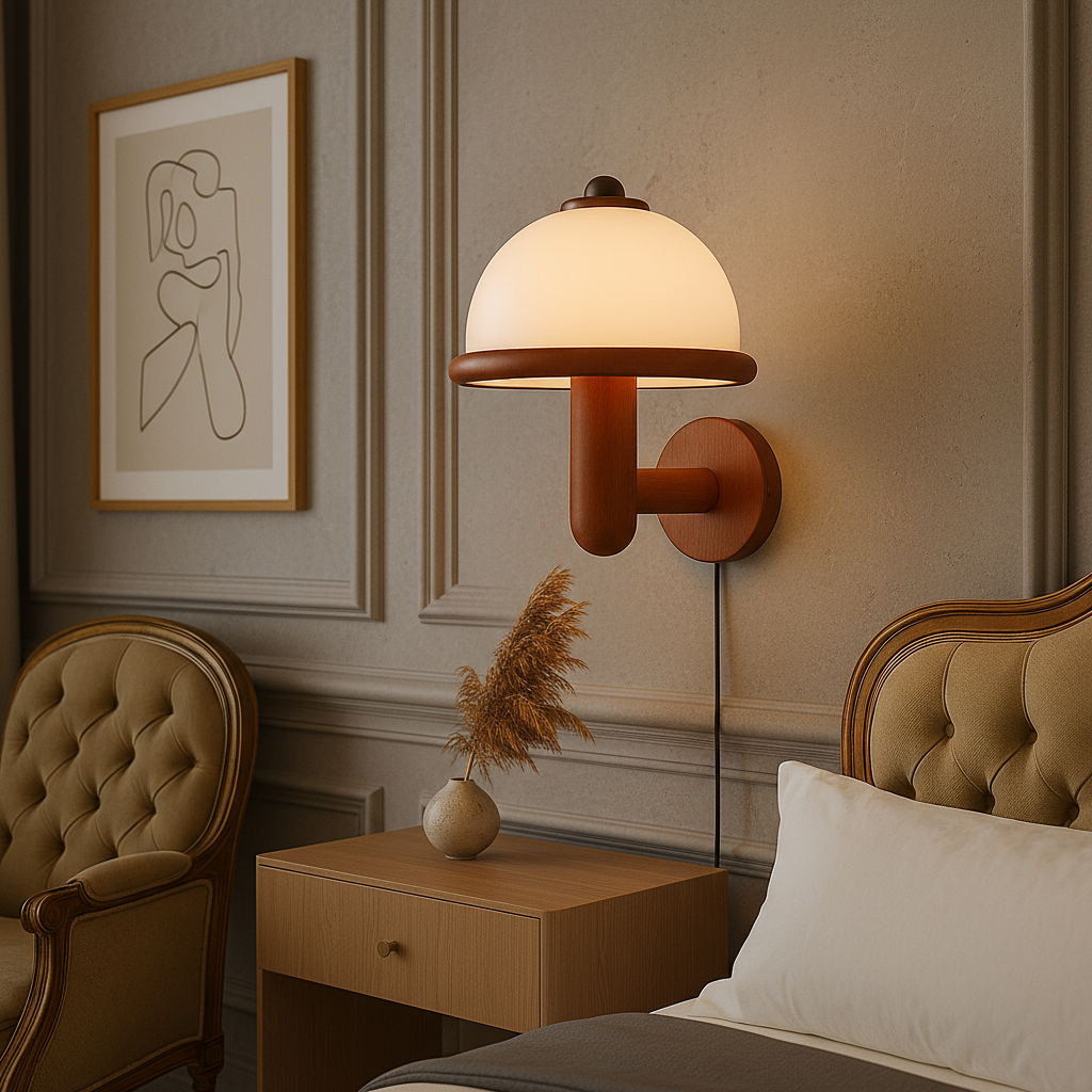 Mushroom Wall Sconce Lighting with Scandinavian Design for Cozy Interiors