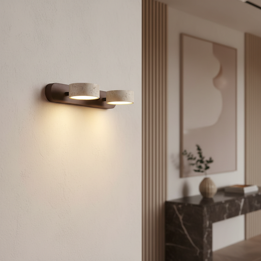 Elegant Travertine | Wall Lamp with Integrated LED for Warm Ambiance