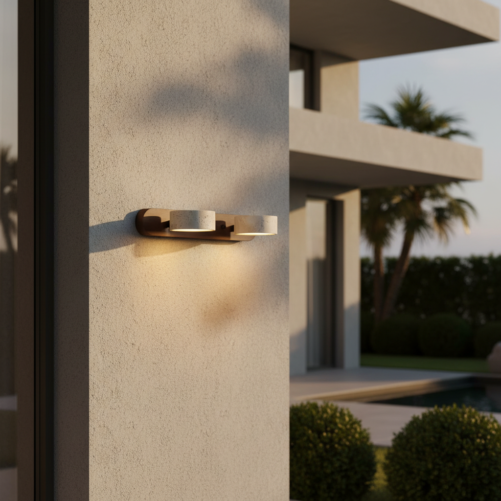Elegant Travertine | Wall Lamp with Integrated LED for Warm Ambiance