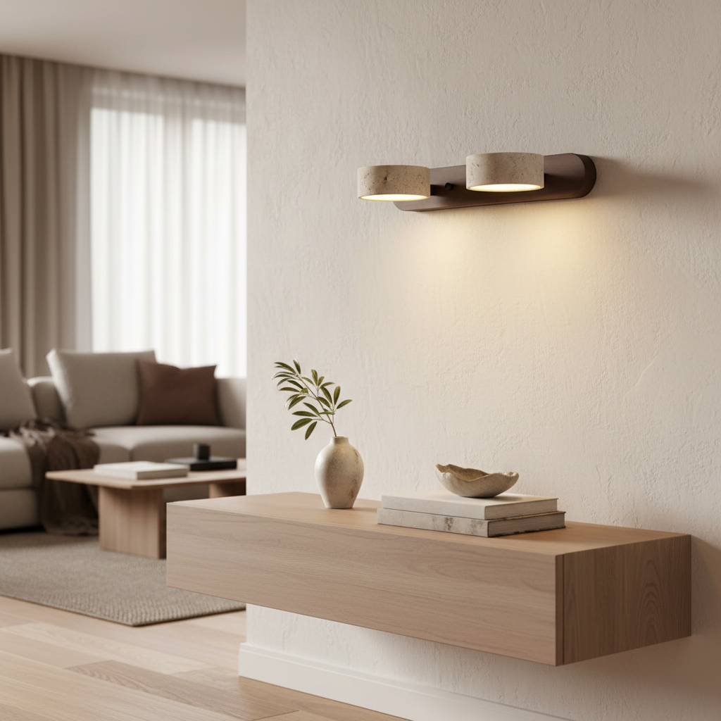 Elegant Travertine | Wall Lamp with Integrated LED for Warm Ambiance