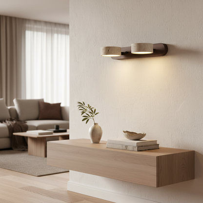 Elegant Travertine | Wall Lamp with Integrated LED for Warm Ambiance