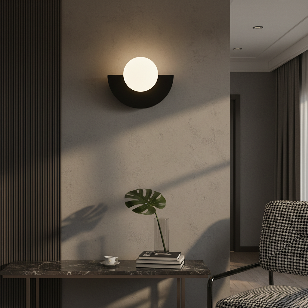 Nordic Wall Sconce Lighting with Semicircular Design & Integrated LED | Minimalist Wall Lamp for Contemporary Spaces