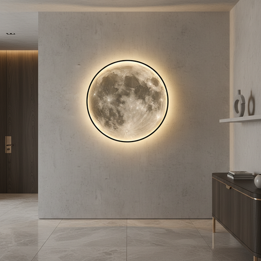 Luminous Moon Wall Lamp | LED Sconce Light with Realistic Design | Cozy Atmosphere for Indoor & Outdoor Spaces