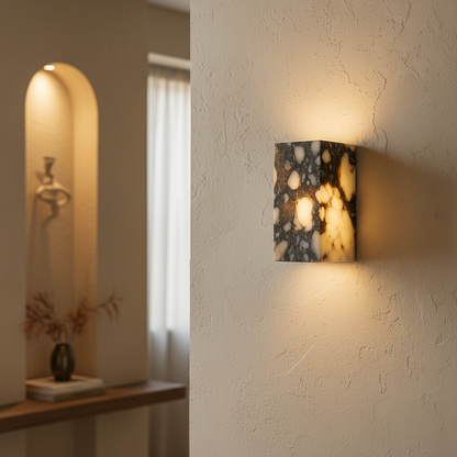 Elegant Wall Sconces | Marble Cube Wall Lamp with Soft LED Glow | Modern Lighting for Home Decor