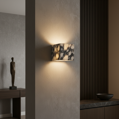 Elegant Wall Sconces | Marble Cube Wall Lamp with Soft LED Glow | Modern Lighting for Home Decor