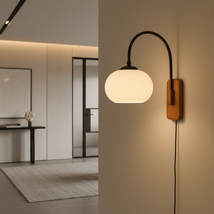 Bauhaus Collection | Adjustable Wall Sconce with Khaki Glass Shade | Modern Design for Cozy Ambiance