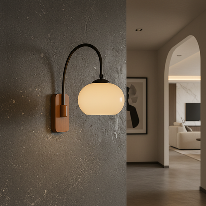 Bauhaus Collection | Adjustable Wall Sconce with Khaki Glass Shade | Modern Design for Cozy Ambiance